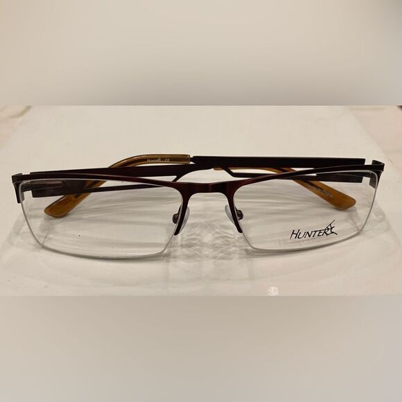 Hunter HT-837 C2 57-16-135mm Brown Metal Half Rim Eyeglasses - Picture 8 of 12
